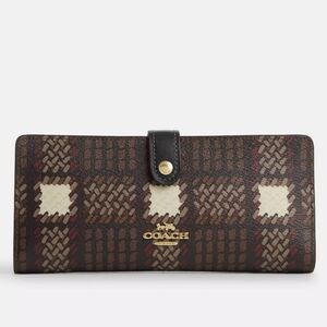 NWT, Coach Slim Vallet with Brushed Plaid Print.